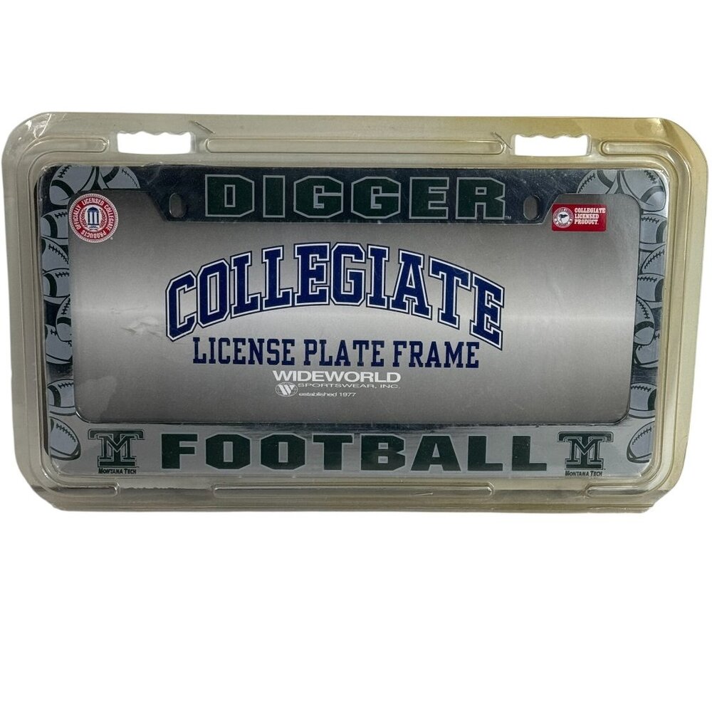 Montana Tech Football Metal License Plate Frame Digger Collegiate WideWorld